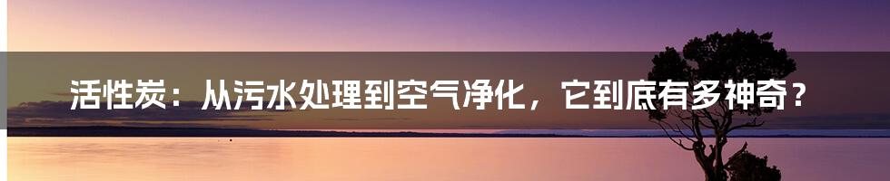 活性炭:从污水处理到空气净化,它到底有多神奇?