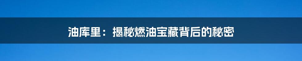 油库里:揭秘燃油宝藏背后的秘密