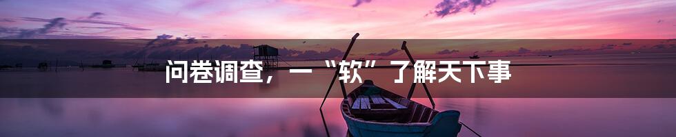 问卷调查,一“软”了解天下事