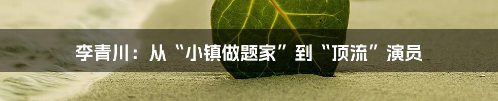 李青川:从“小镇做题家”到“顶流”演员