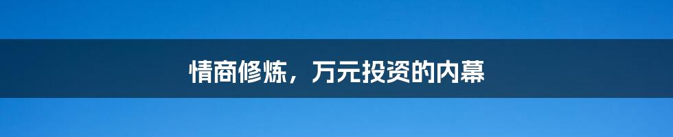 情商修炼,万元投资的内幕