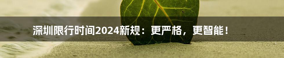 深圳限行时间2024新规：更严格，更智能！