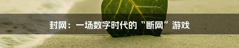 封网:一场数字时代的“断网”游戏