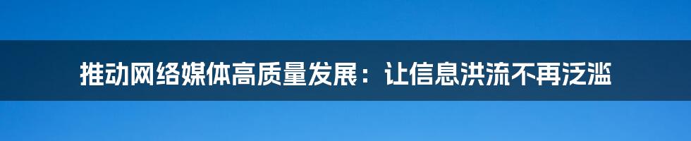 推动网络媒体高质量发展:让信息洪流不再泛滥
