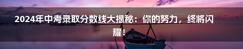 2024年中考录取分数线大揭秘:你的努力,终将闪耀!