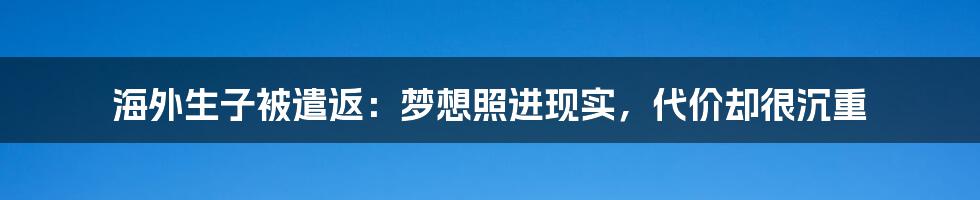 海外生子被遣返:梦想照进现实,代价却很沉重