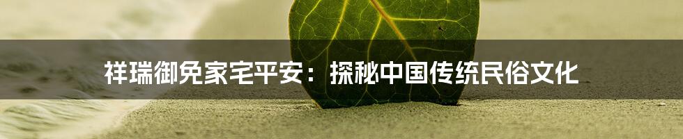 祥瑞御免家宅平安:探秘中国传统民俗文化