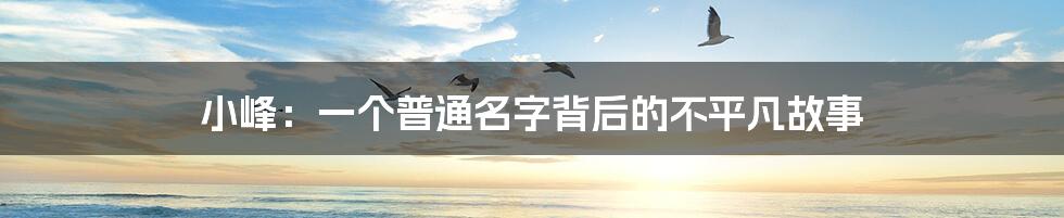 小峰:一个普通名字背后的不平凡故事