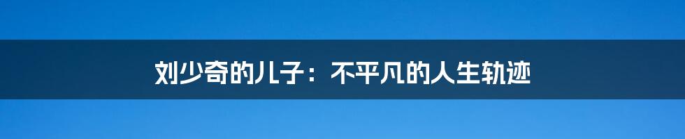 刘少奇的儿子:不平凡的人生轨迹