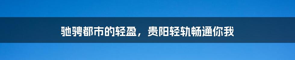 驰骋都市的轻盈,贵阳轻轨畅通你我