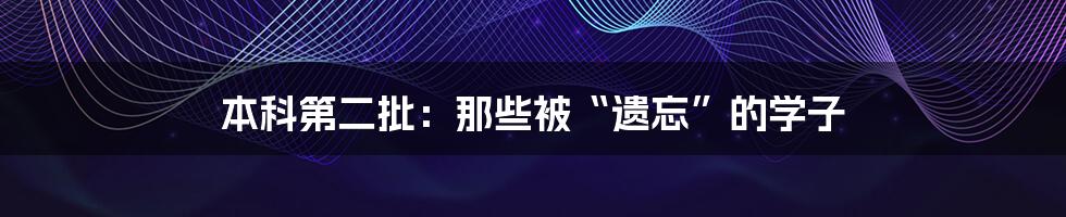 本科第二批:那些被“遗忘”的学子