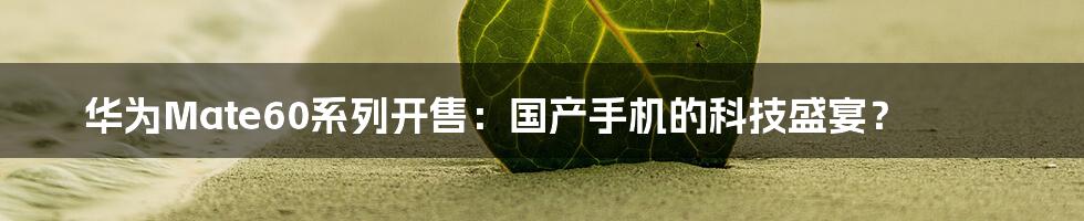 华为Mate60系列开售：国产手机的科技盛宴？