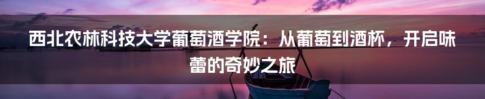 西北农林科技大学葡萄酒学院:从葡萄到酒杯,开启味蕾的奇妙之旅