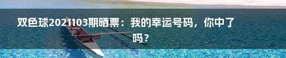 双色球2021103期晒票:我的幸运号码,你中了吗?