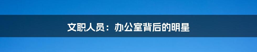 文职人员:办公室背后的明星