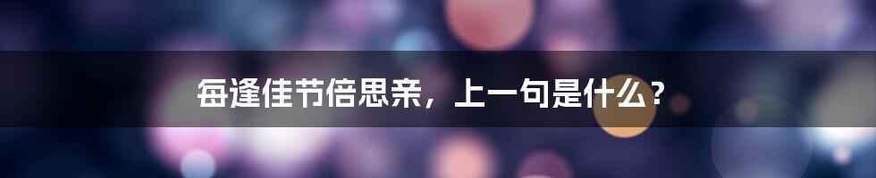 每逢佳节倍思亲,上一句是什么?