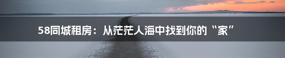 58同城租房:从茫茫人海中找到你的“家”