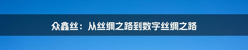 众鑫丝:从丝绸之路到数字丝绸之路