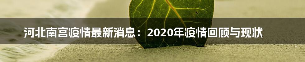 河北南宫疫情最新消息：2020年疫情回顾与现状