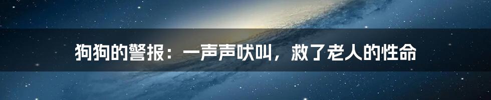 狗狗的警报:一声声吠叫,救了老人的性命
