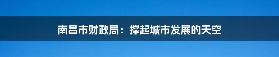 南昌市财政局:撑起城市发展的天空