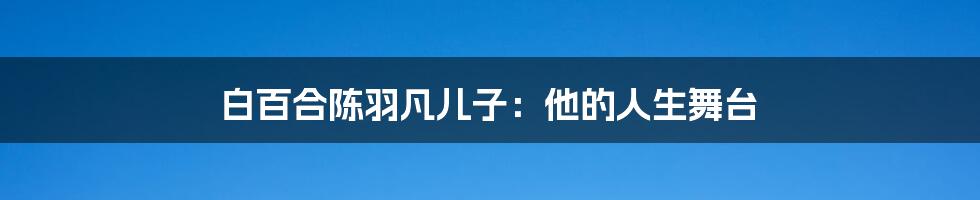 白百合陈羽凡儿子:他的人生舞台