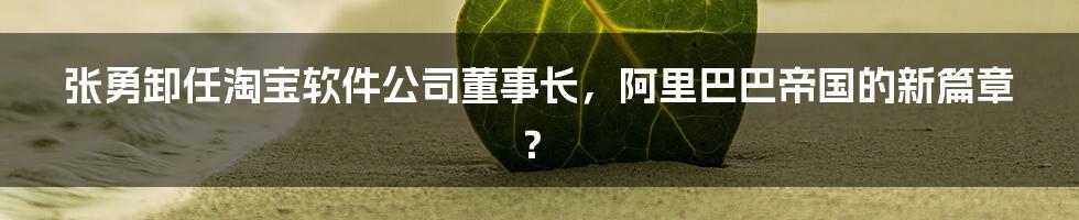 张勇卸任淘宝软件公司董事长,阿里巴巴帝国的新篇章?
