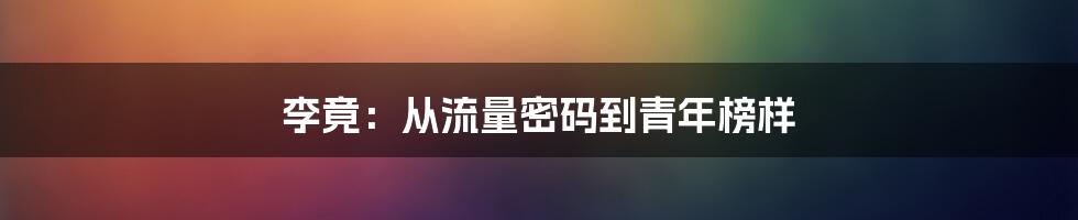 李竟：从流量密码到青年榜样
