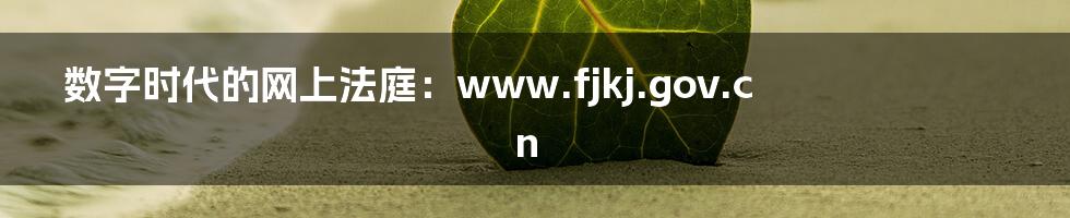 数字时代的网上法庭:www.fjkj.gov.cn