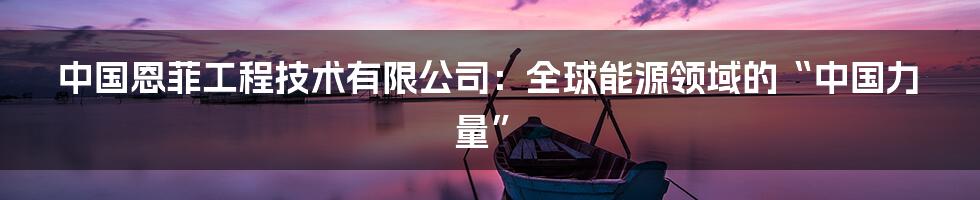 中国恩菲工程技术有限公司:全球能源领域的“中国力量”