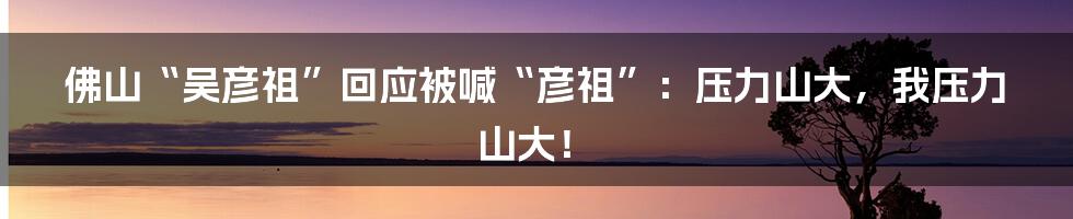 佛山“吴彦祖”回应被喊“彦祖”:压力山大,我压力山大!