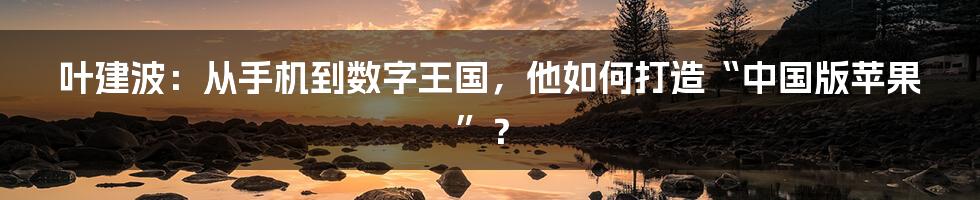 叶建波:从手机到数字王国,他如何打造“中国版苹果”?