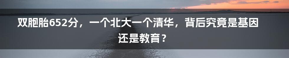 双胞胎652分,一个北大一个清华,背后究竟是基因还是教育?