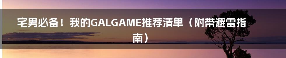 宅男必备！我的GALGAME推荐清单（附带避雷指南）
