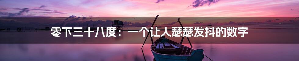 零下三十八度:一个让人瑟瑟发抖的数字