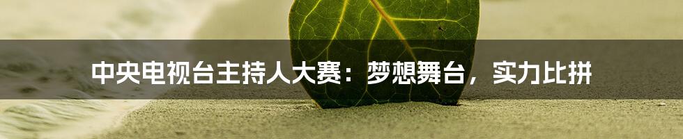 中央电视台主持人大赛:梦想舞台,实力比拼