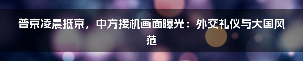 普京凌晨抵京,中方接机画面曝光:外交礼仪与大国风范