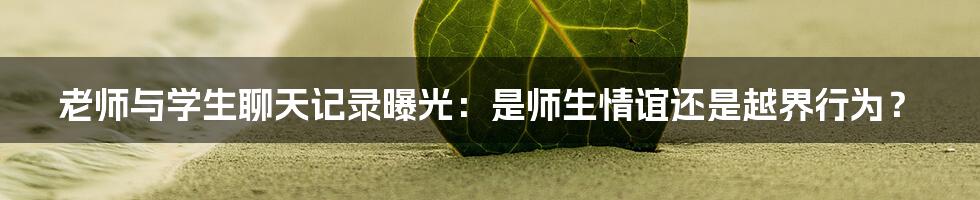 老师与学生聊天记录曝光：是师生情谊还是越界行为？