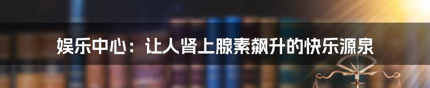 娱乐中心:让人肾上腺素飙升的快乐源泉