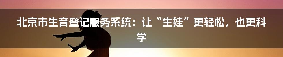 北京市生育登记服务系统：让“生娃”更轻松，也更科学