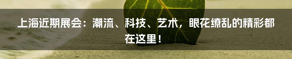 上海近期展会:潮流、科技、艺术,眼花缭乱的精彩都在这里!