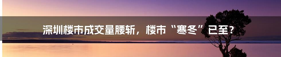 深圳楼市成交量腰斩，楼市“寒冬”已至？