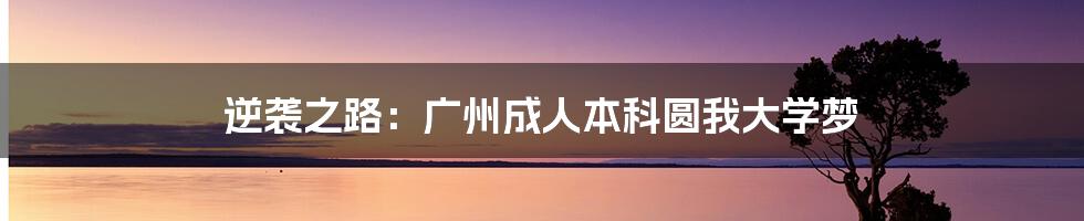 逆袭之路:广州成人本科圆我大学梦