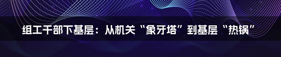 组工干部下基层：从机关“象牙塔”到基层“热锅”