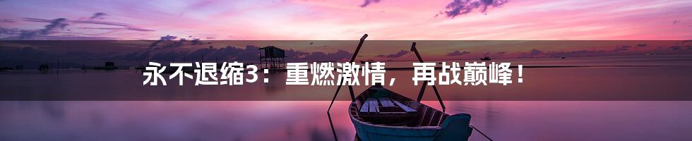 永不退缩3：重燃激情，再战巅峰！