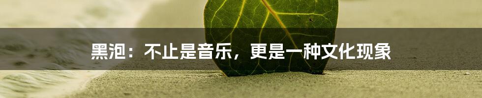 黑泡:不止是音乐,更是一种文化现象