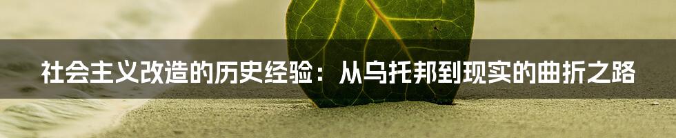 社会主义改造的历史经验:从乌托邦到现实的曲折之路