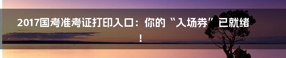2017国考准考证打印入口:你的“入场券”已就绪!
