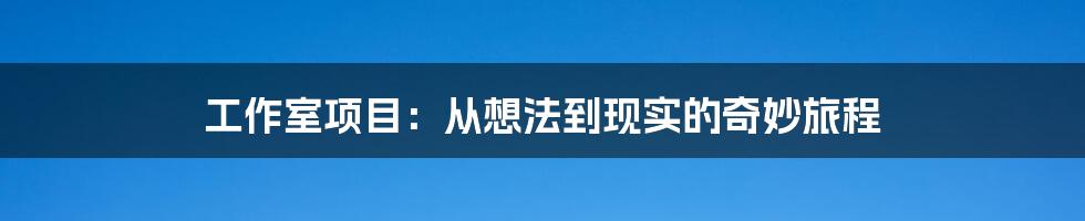 工作室项目:从想法到现实的奇妙旅程