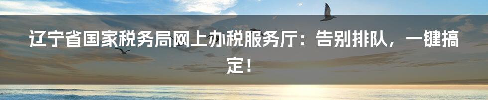 辽宁省国家税务局网上办税服务厅:告别排队,一键搞定!